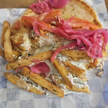 The Gyro Project - Pita to go with pickled onions instead of reg onions. $14 or so. Very tasty souvlaki. Bowls are better but still good - Greek Near Me - New York, New York The Gyro Project - Pita to go with pickled onions instead of reg onions. $14 or so. Very tasty souvlaki. Bowls are better but still good - Greek Near Me - New York, New York