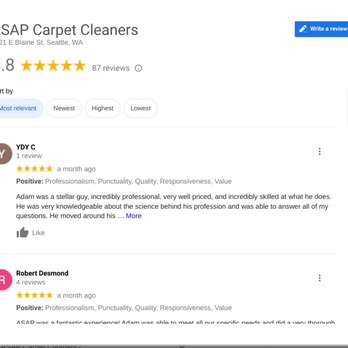 ASAP Carpet Cleaners - New to Yelp, but not new to reviews - Carpet Cleaning Near Me
