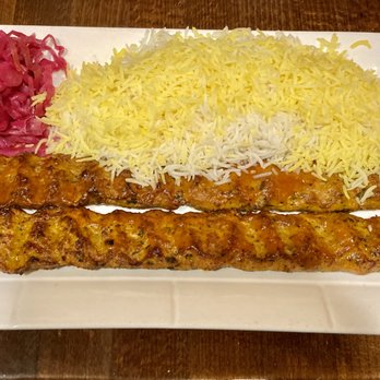 Pardis Persian Grill - Chicken Koobideh kabob and rice. YUM! - Persian/Iranian Near Me - Ridgewood, New Jersey