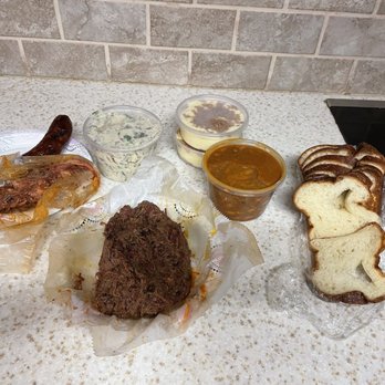 Goldee’s BBQ - Chopped brisket, pulled pork, spicy sausage potato salad, beans, banana pudding. - Barbeque Near Me - Fort Worth, Texas