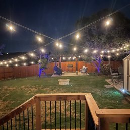 Backyard Bistro light install Backyard Bistro light install