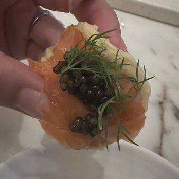 Spago - A little bite of salmon, caviar on a fluffy delicious cloud of carbs. - New American Near Me - Las Vegas, Nevada