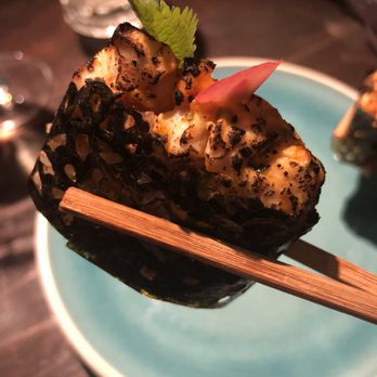 Laughing Monk Cafe - Smoked hamachi closeup - Sushi Bars Near Me - Boston, Massachusetts