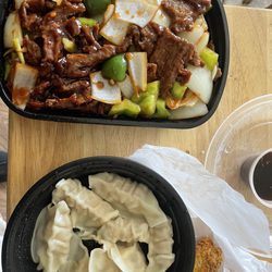 Wok 2 Go - Pepper steak, steamed dumplings, chicken wings, pork fried rice