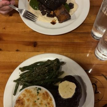 Fahrenheit 132 - Short rib and Filet Mignon with Sauteed Garlic Green Beans and Truffle Mac'n Cheese - Steakhouses Near Me - Fredericksburg, Virginia
