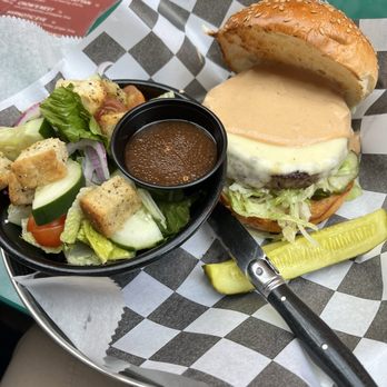 189 Burger - 189 burger with a side salad - New American Near Me - East Aurora, New York 189 Burger - 189 burger with a side salad - New American Near Me - East Aurora, New York