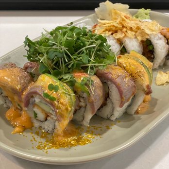 Dang Good Sushi - Lobster roll + Thai Steaks roller (crushed potato chips) - Sushi Bars Near Me - Trinity, Florida