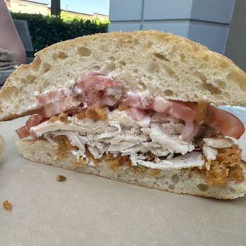 Mendocino Farms - Not so fried chicken sandwich without slaw. - Salad Near Me - Roseville, California Mendocino Farms - Not so fried chicken sandwich without slaw. - Salad Near Me - Roseville, California