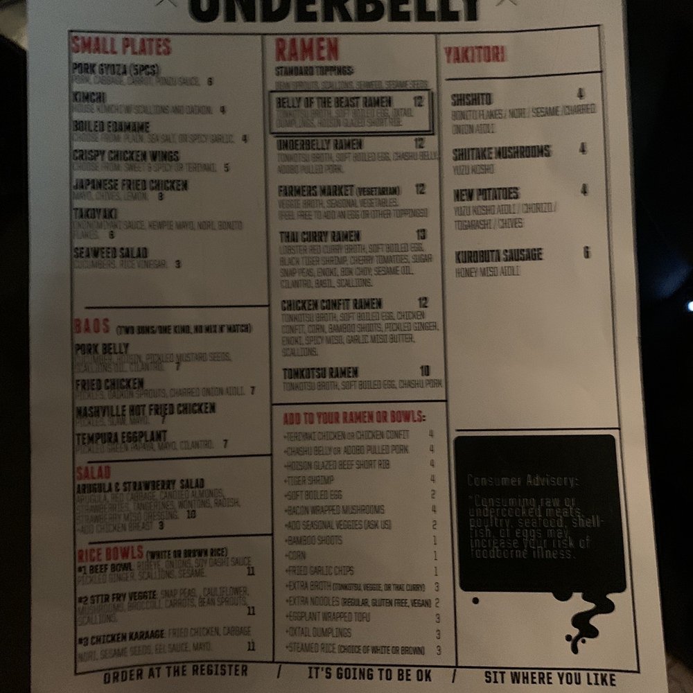 Underbelly - Menu - Ramen Near Me - San Diego, California Underbelly - Menu - Ramen Near Me - San Diego, California