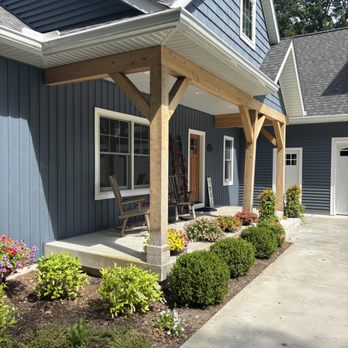 BK Construction - Installed custom cedar porch beams on this front entrance. - General Contractors Near Me