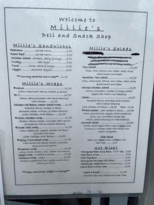 Menu photo 1 Millie's Deli & Snack Shop Hilo, HI
