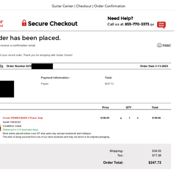 Guitar Center - ORDER CONFIRMATION - Musical Instruments & Teachers Near Me - Springfield, Missouri