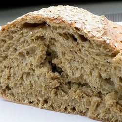 Vegan Oatmeal Molasses Whole Wheat bread. It was hot out of the oven at 1 PM.