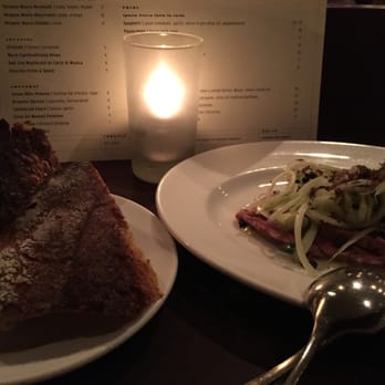 Delfina - Left: yummy but stingy? bread. Right: Special sliced veal appetizer ($14) recommended! yum - Italian Near Me - San Francisco, California