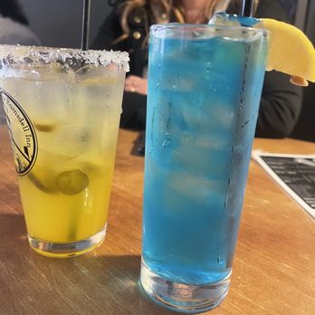 Tjs Pub - Blue Harbor and Mango jalapeño margarita - New American Near Me - Manistee, Michigan