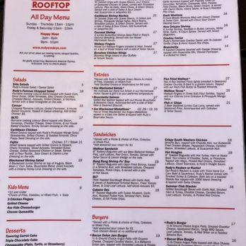 Rudy's Redeye Grill - Rooftop menu. - Steakhouses Near Me - White Bear Lake, Minnesota