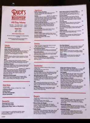 Menu photo 2 Rudy's Redeye Grill White Bear Lake, MN