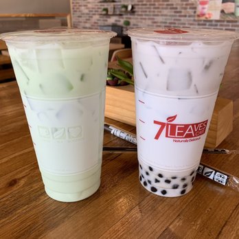 7 Leaves Cafe - Mung Bean milk tea + taro milk tea (w/out flash) - Coffee & Tea Near Me - Houston, Texas 7 Leaves Cafe - Mung Bean milk tea + taro milk tea (w/out flash) - Coffee & Tea Near Me - Houston, Texas