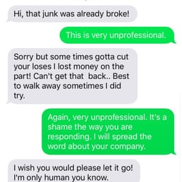 Will's texting conversation that he initiated after he permanently broke my oven.
