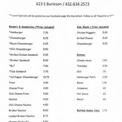 Taqueria La 5 - Menu