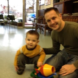 My son and I after getting a haircut.