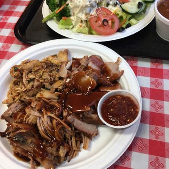 Red Bee Bbq - Three meat combo shredded chicken pork and sliced pork - Barbeque Near Me - Windsor, California