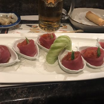 Kiyora Sushi - Rose Roll- spicy tuna & asparagus wrapped in tuna. (No rice) - Sushi Bars Near Me - Redlands, California