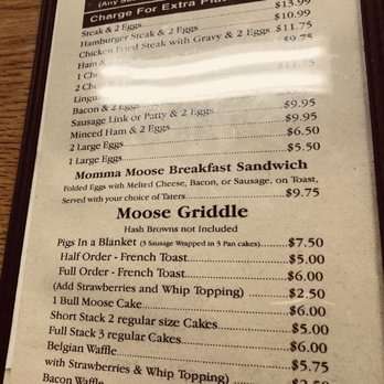 Mangy Moose Cafe - Moose griddle menu - American Near Me - Manteca, California