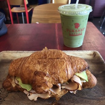 Puroast Coffee - Matcha latte with coconut milk and breakfast croissant with extra avocado. Delicious! - Coffee & Tea Near Me - Miami, Florida Puroast Coffee - Matcha latte with coconut milk and breakfast croissant with extra avocado. Delicious! - Coffee & Tea Near Me - Miami, Florida