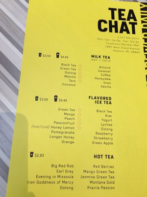 Menu photo 3 Tea Chat Okemos, MI
