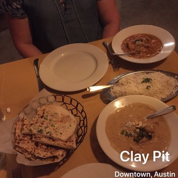 Clay Pit - onion and cilantro naan, chicken korma, and chicken coconut curry - Indian Near Me - Austin, Texas Clay Pit - onion and cilantro naan, chicken korma, and chicken coconut curry - Indian Near Me - Austin, Texas