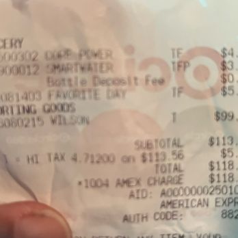 Target - Receipt of basketball with no discount. - Department Stores Near Me - Honolulu, Hawaii Target - Receipt of basketball with no discount. - Department Stores Near Me - Honolulu, Hawaii