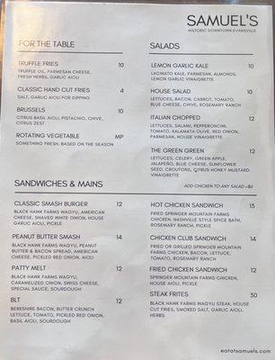 Menu photo 2 Samuel’s Evansville, IN