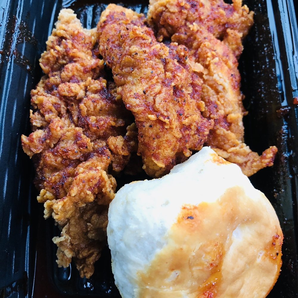 Nashville Hot Tenders and a biscuit