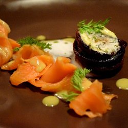 Restaurant 101 - Blinis with Smoked Salmon and Wasabi Mousse