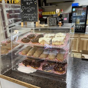 Busy Bee Bakery and Cafe - Donuts that were available when I got there. - Cafes Near Me - Three Forks, Montana