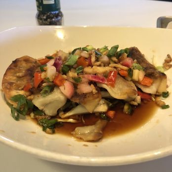 Bonefish Grill - Beef & Ginger Potstickers in sauce- (soggy) - Seafood Near Me - Wilmington, North Carolina