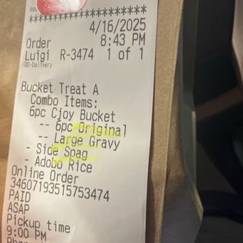 Jollibee - The receipt - Fast Food Near Me - Daly City, California