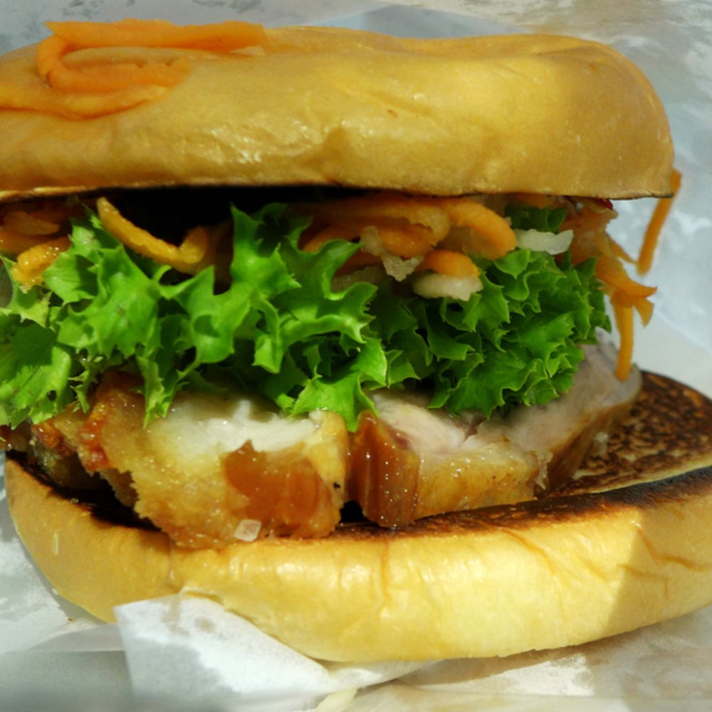 Burger Project - SPICY PORK BELLY $9.90 (Crispy free range pork belly, salted chilli, pickles, pickled slaw, and lettuce) - Burgers Near Me - Sydney, NSW