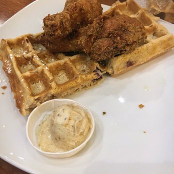 Dame's Chicken and Waffles - Kids meal with honey almond smear - New American Near Me - Cary, North Carolina