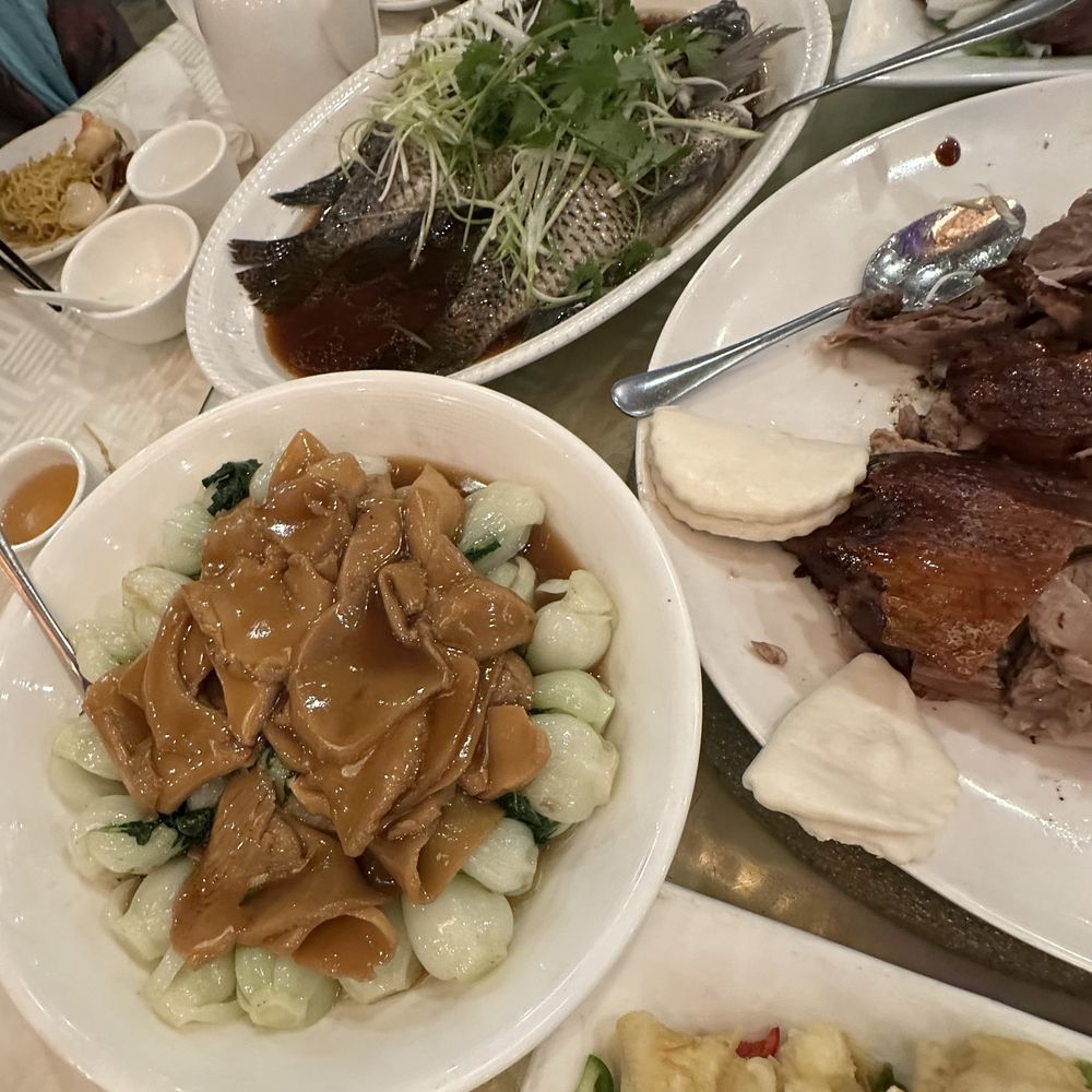Capital Seafood Restaurant - Mushroom bok choy, steamed fish, duck skin and bao - Dim Sum Near Me - Monterey Park, California Capital Seafood Restaurant - Mushroom bok choy, steamed fish, duck skin and bao - Dim Sum Near Me - Monterey Park, California