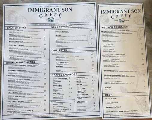Menu photo 3 Immigrant Son Caffe Oxnard, CA Menu photo 3 Immigrant Son Caffe Oxnard, CA
