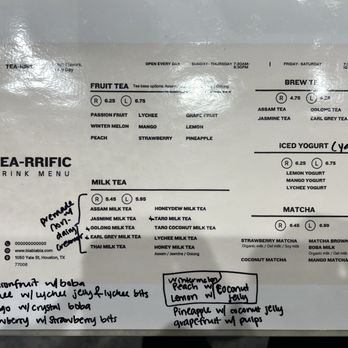 Tea Rrific - Menu 11/25 - Bubble Tea Near Me - Houston, Texas
