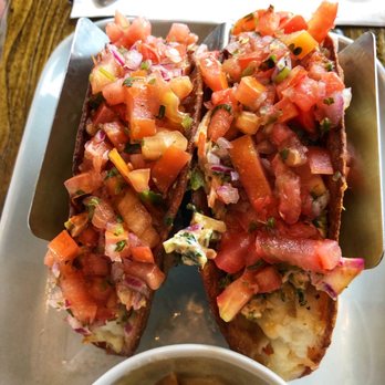 Kickback Grill - My husband's fish tacos. He said they were really good and he would order them again. He also loved the beer cheese and bratwurst soup. - New American Near Me - Eagle River, Wisconsin