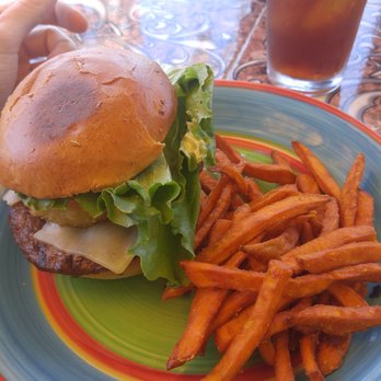Picazo Cafe - Bison burger with sweet potato fries. - Delis Near Me - Sonoma, California Picazo Cafe - Bison burger with sweet potato fries. - Delis Near Me - Sonoma, California