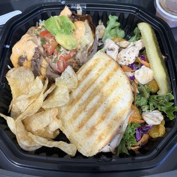Goodies On Commerce - Lunch trio with turkey and Brie sandwich, Asian chicken salad and a carnitas potato. Delicious! - Breakfast & Brunch Near Me - Gainesville, Texas Goodies On Commerce - Lunch trio with turkey and Brie sandwich, Asian chicken salad and a carnitas potato. Delicious! - Breakfast & Brunch Near Me - Gainesville, Texas