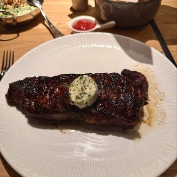 BOA Steakhouse - New York with herbal butter, peppercorn sauce, truffle fries and creamed spinach. - Steakhouses Near Me - Las Vegas, Nevada