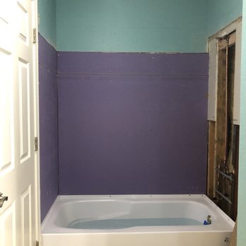 Bath Fitter - Purple board provides moisture protection. - Kitchen & Bath Near Me - Sacramento, California