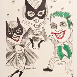 Caricatures By Chris Greene - Black and white caricature with a touch of color.