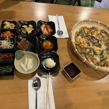 Hansik Town - Seafood pancake with side dishes - Korean Near Me - Beaverton, Oregon